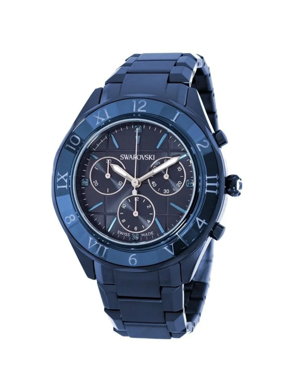 NWT Swarovski Dextera Chronograph Quartz Blue Dial Ladies Watch